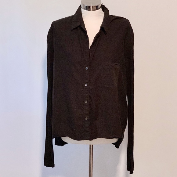 James Perse Shirt w/ Stretch Knit Sleeves Size 3/L - Picture 1 of 8